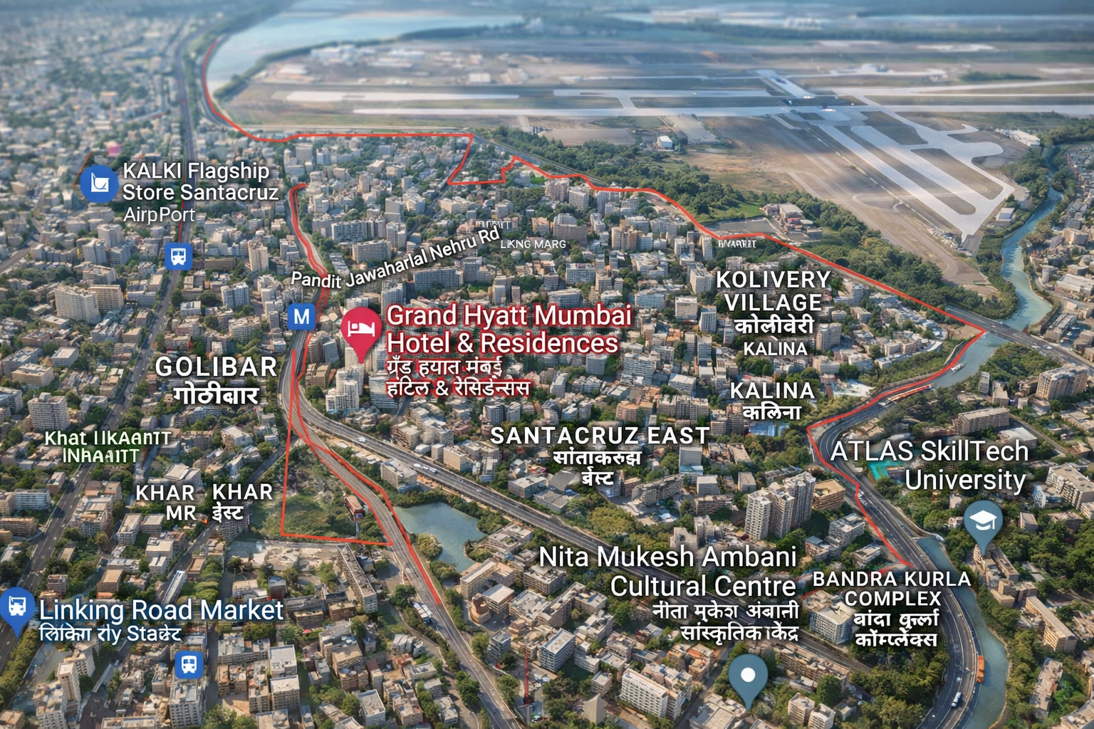 3D map of Santacruz East, Mumbai
